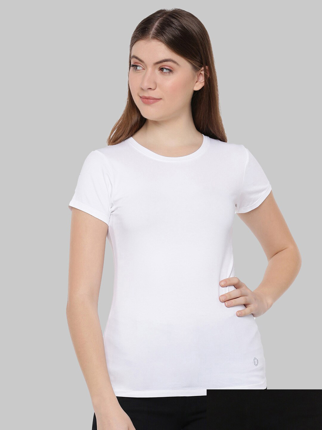 

Dollar Missy Women Black & White Pack Of 2 Anti Odour Slim Fit T-shirt