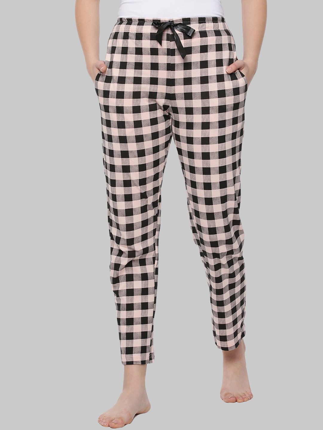 

Dollar Missy Women Peach & Black Pure Cotton Lounge Pant MMCC-831#R3#S2-MULTI-CHECKS-PO1