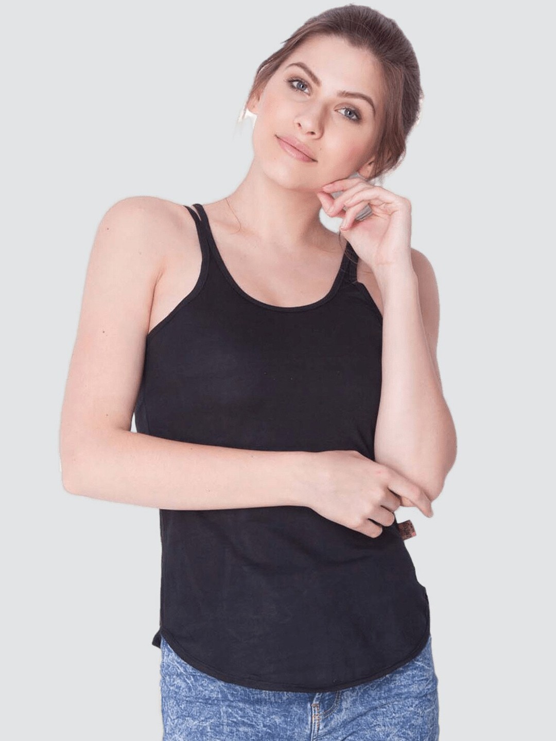 

Dollar Missy Pack Of 3 Combed Cotton Camisoles, Black