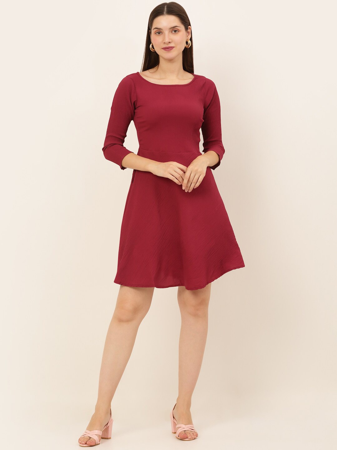 

JAINISH Maroon A-Line Dress