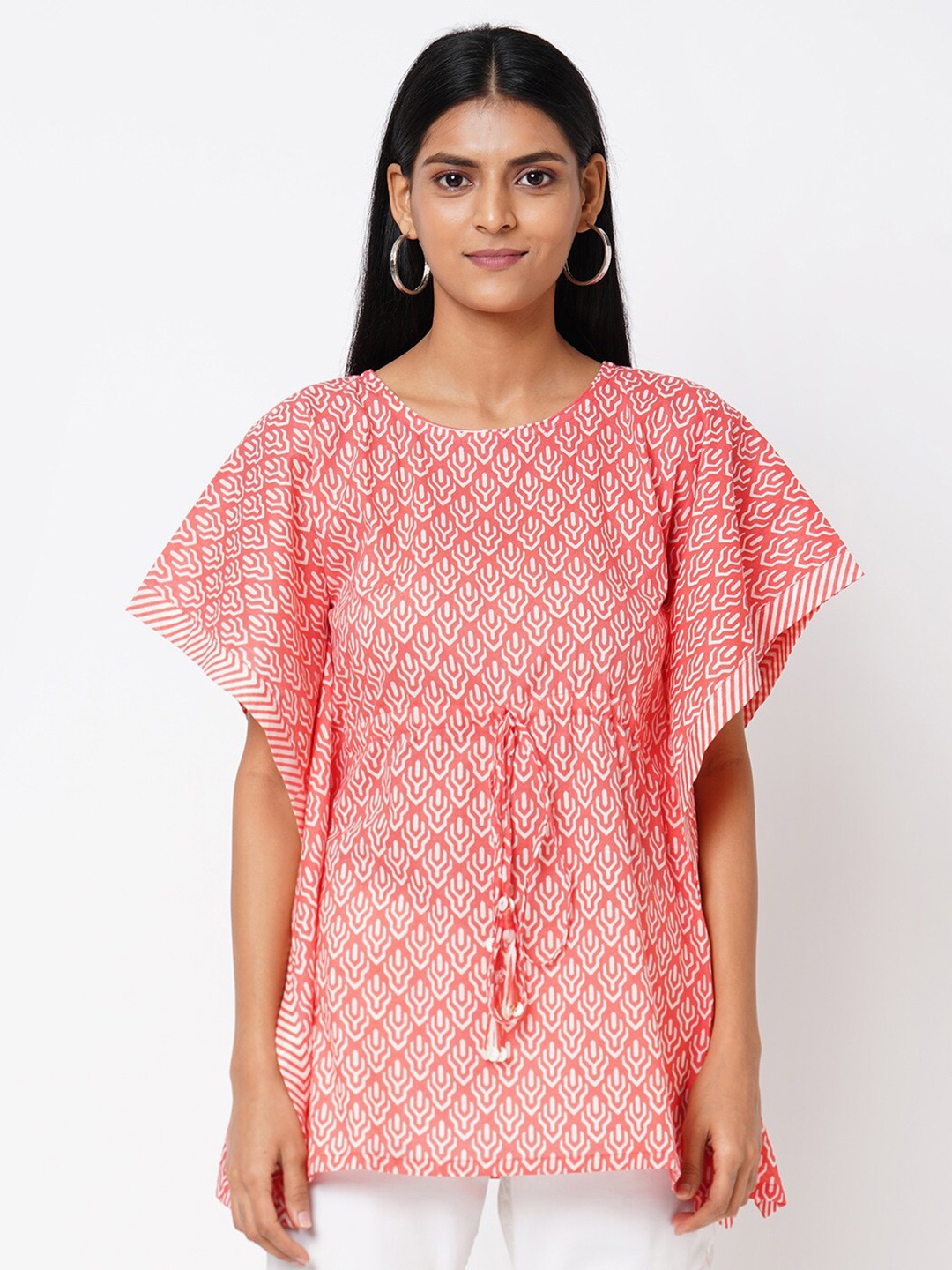 

KAMI KUBI Pink Print Kaftan Top