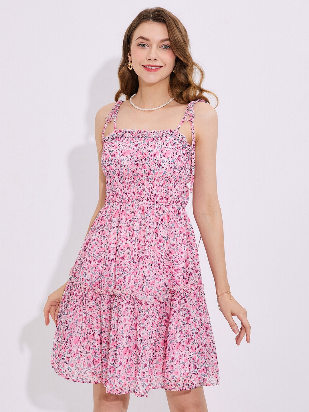 

URBANIC Women Pink Floral Dress