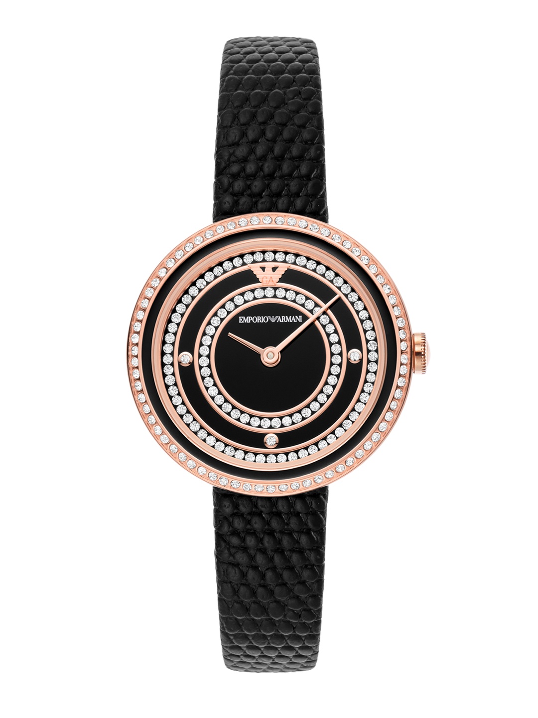 

Emporio Armani Women Black Embellished Analogue Watch AR11493