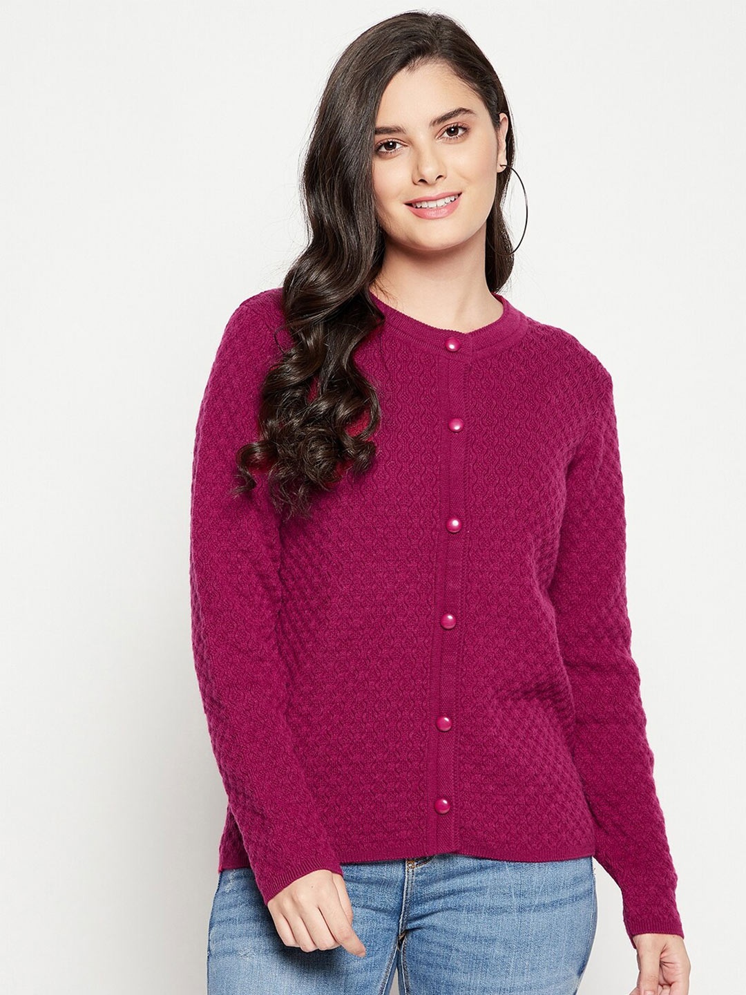 

Madame Women Magenta Cashmere Cardigan
