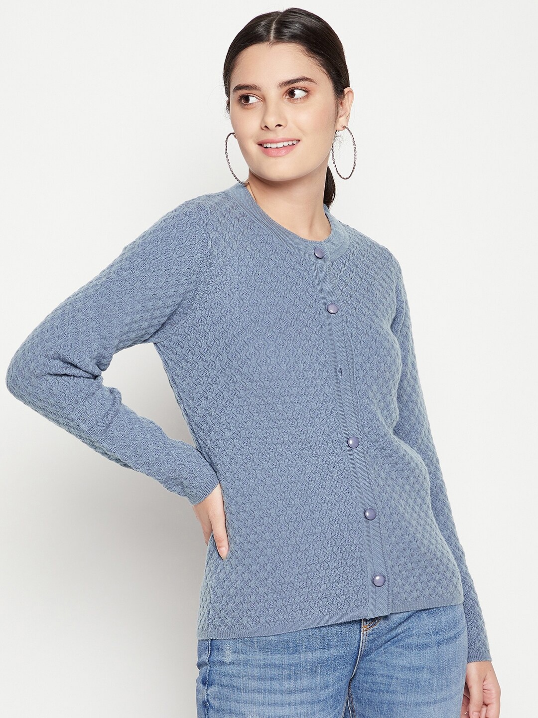 

Madame Women Blue Cashmere Cardigan