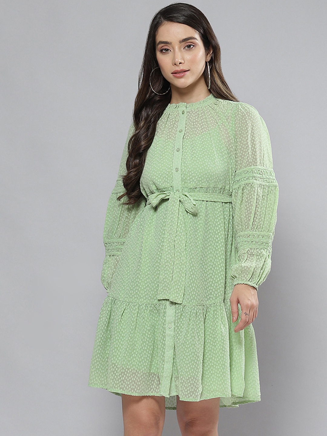 

Femella Green Shirt Mini Dress