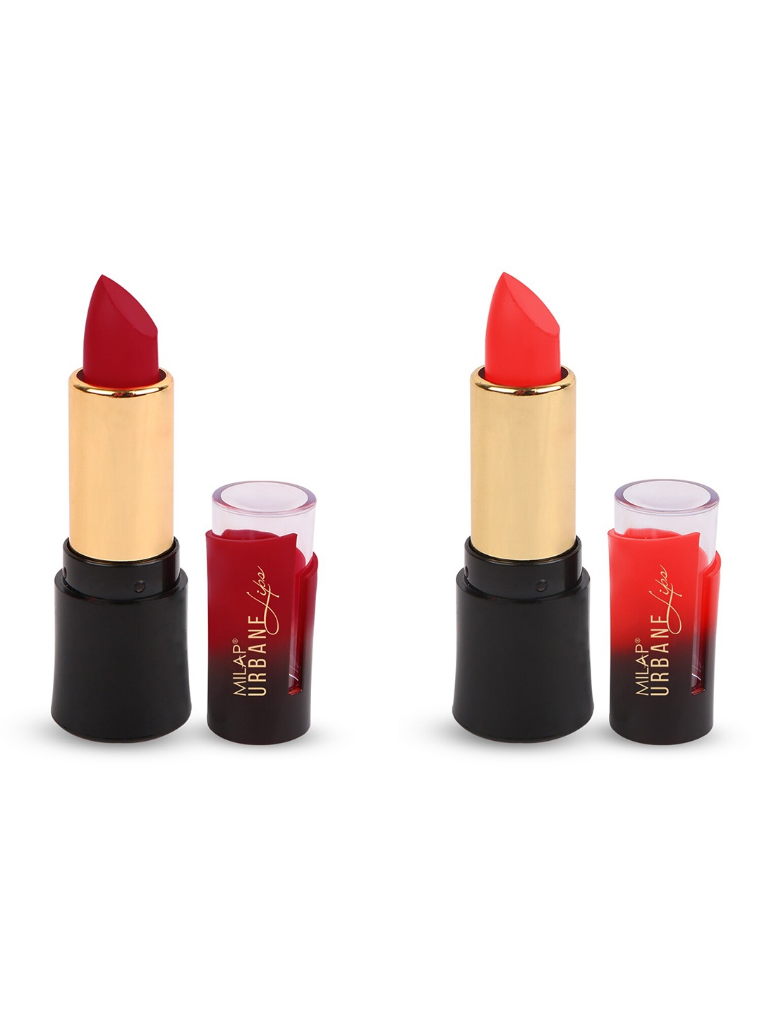 

MILAP Set Of 2 Urbane Velvet Matte Lipstick - Feel The Passion 8.4gm, Coral