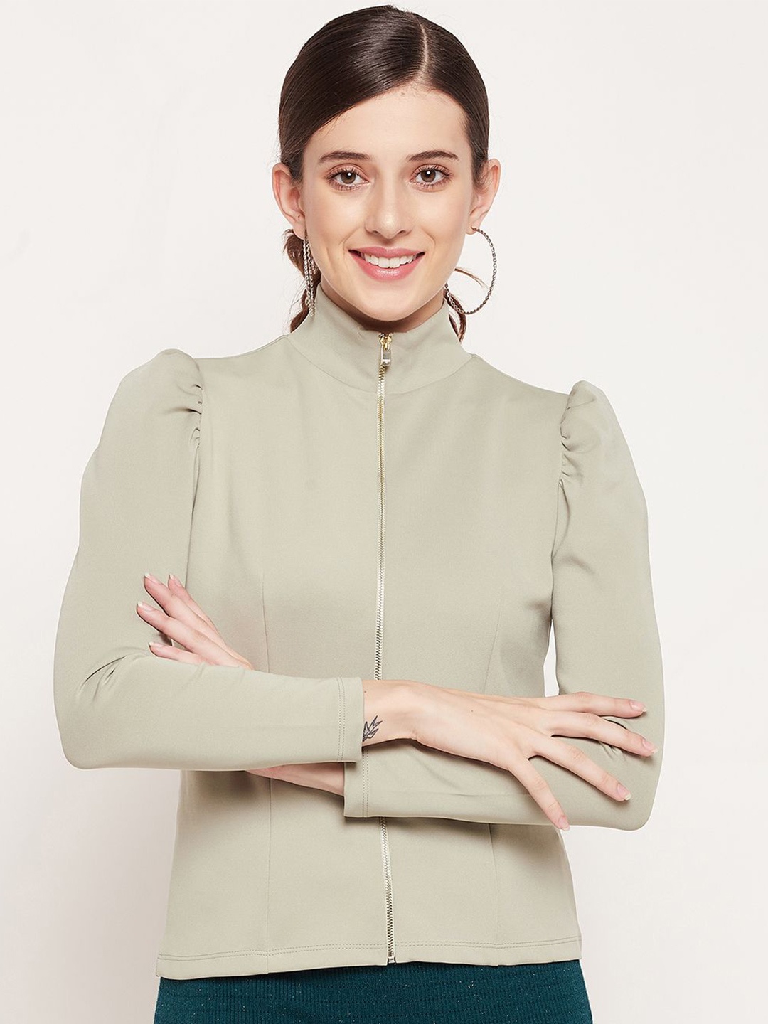 

Madame Women Cream-Coloured Scuba Top