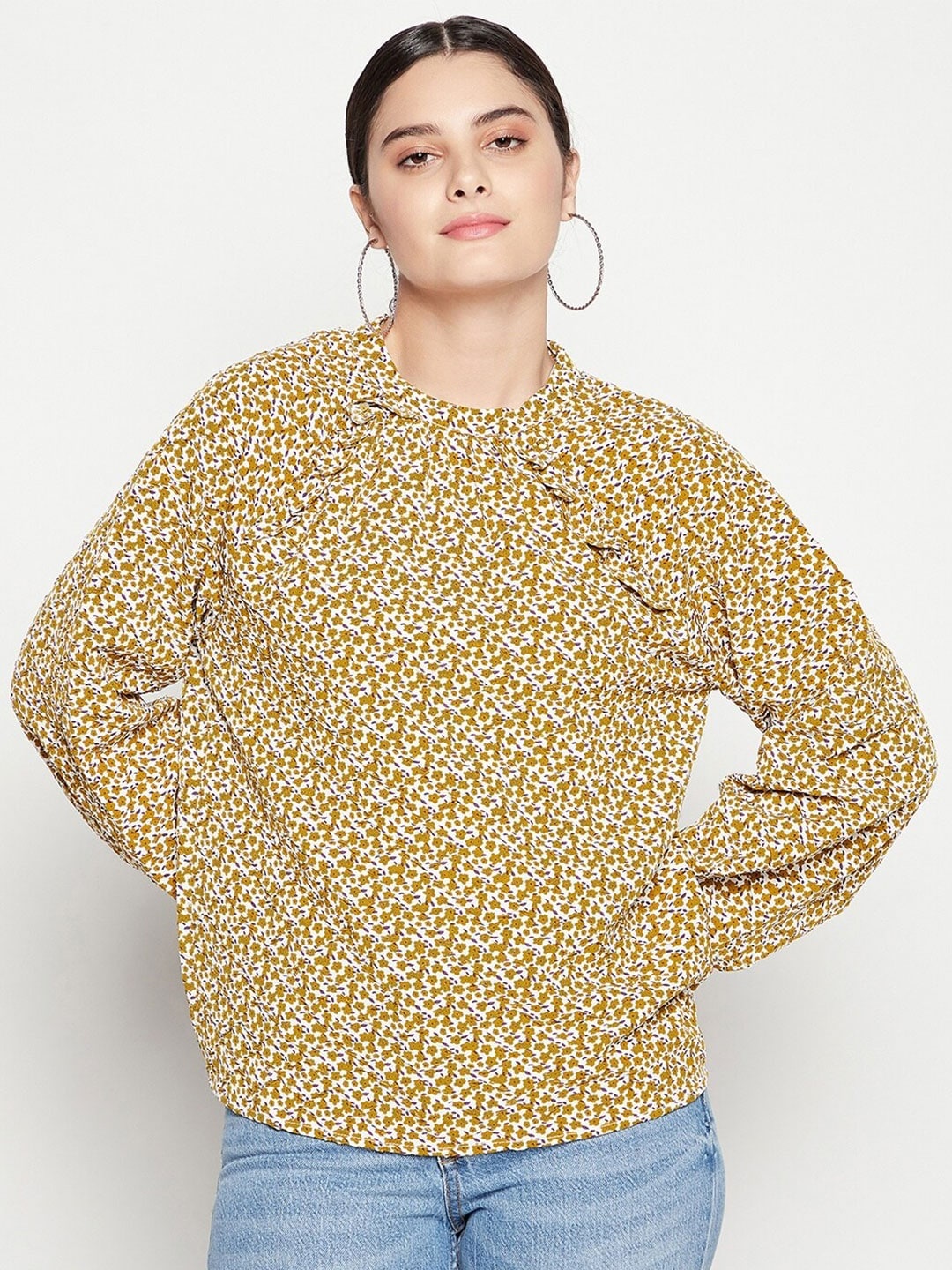 

Madame Mustard Yellow Floral Print Top