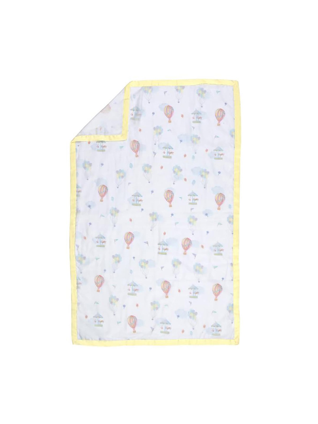 

Fancy Fluff White & Yellow Summer 150 GSM Cotton Single Bed Dohar