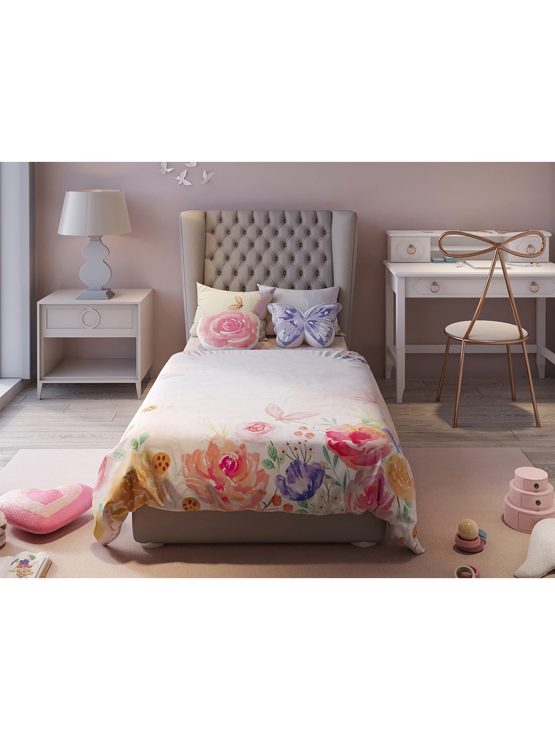 

Fancy Fluff Pink & White Floral AC Room 400 GSM Single Bed Comforter