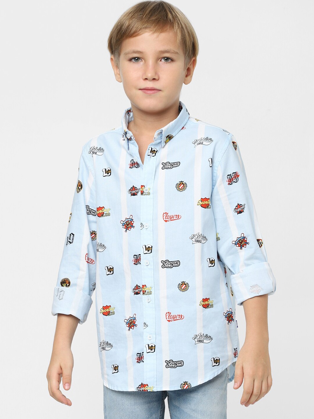 

Jack & Jones Junior Boys Blue Printed Casual Shirt