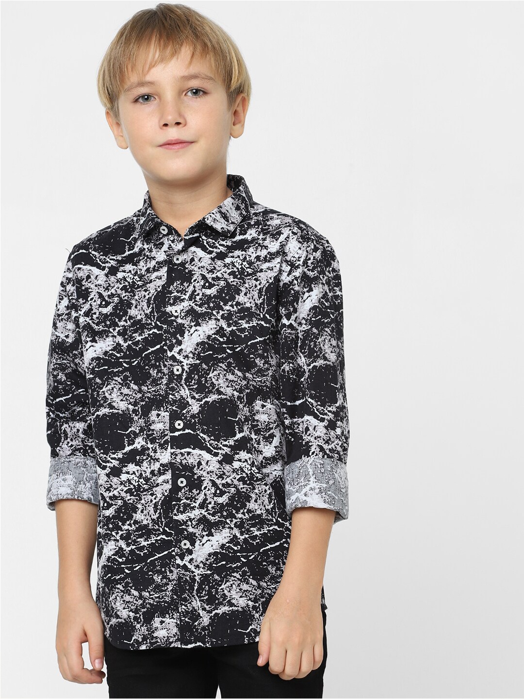 

Jack & Jones Junior Boys Black Slim Fit Printed Casual Shirt