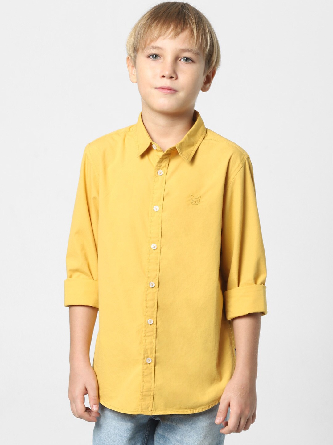 

Jack & Jones Junior Boys Yellow Solid Slim Fit Casual Shirt