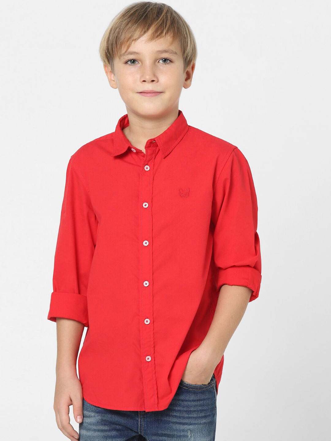 

Jack & Jones Junior Boys Red Solid Slim Fit Casual Shirt