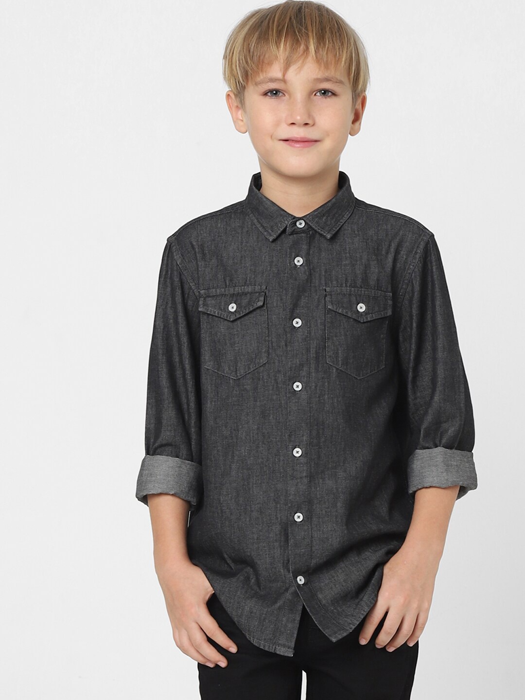 

Jack & Jones Junior Boys Black Slim Fit Casual Shirt