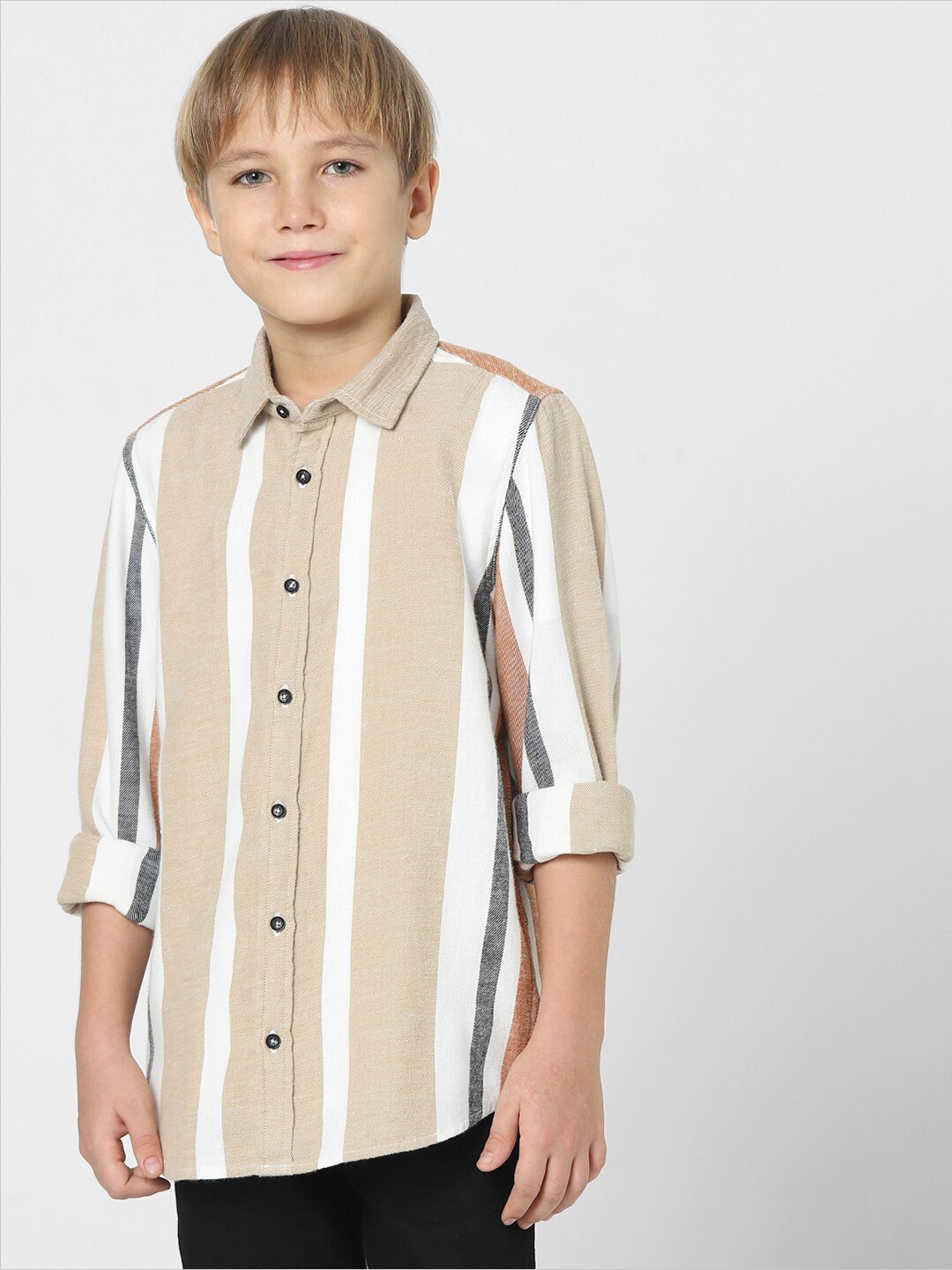 

Jack & Jones Junior Boys Beige Slim Fit Striped Casual Shirt