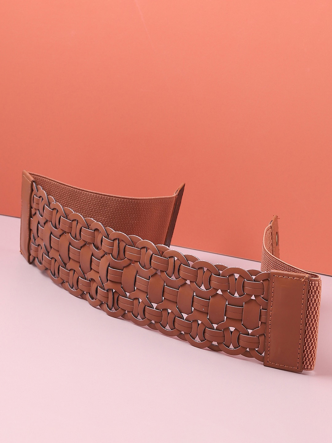 

HAUTE SAUCE by Campus Sutra Women Brown Textured PU Belt
