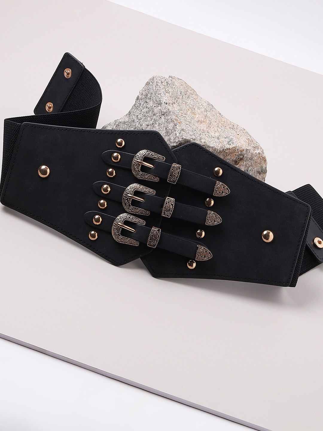 

HAUTE SAUCE by Campus Sutra Women Black Embellished PU Belt