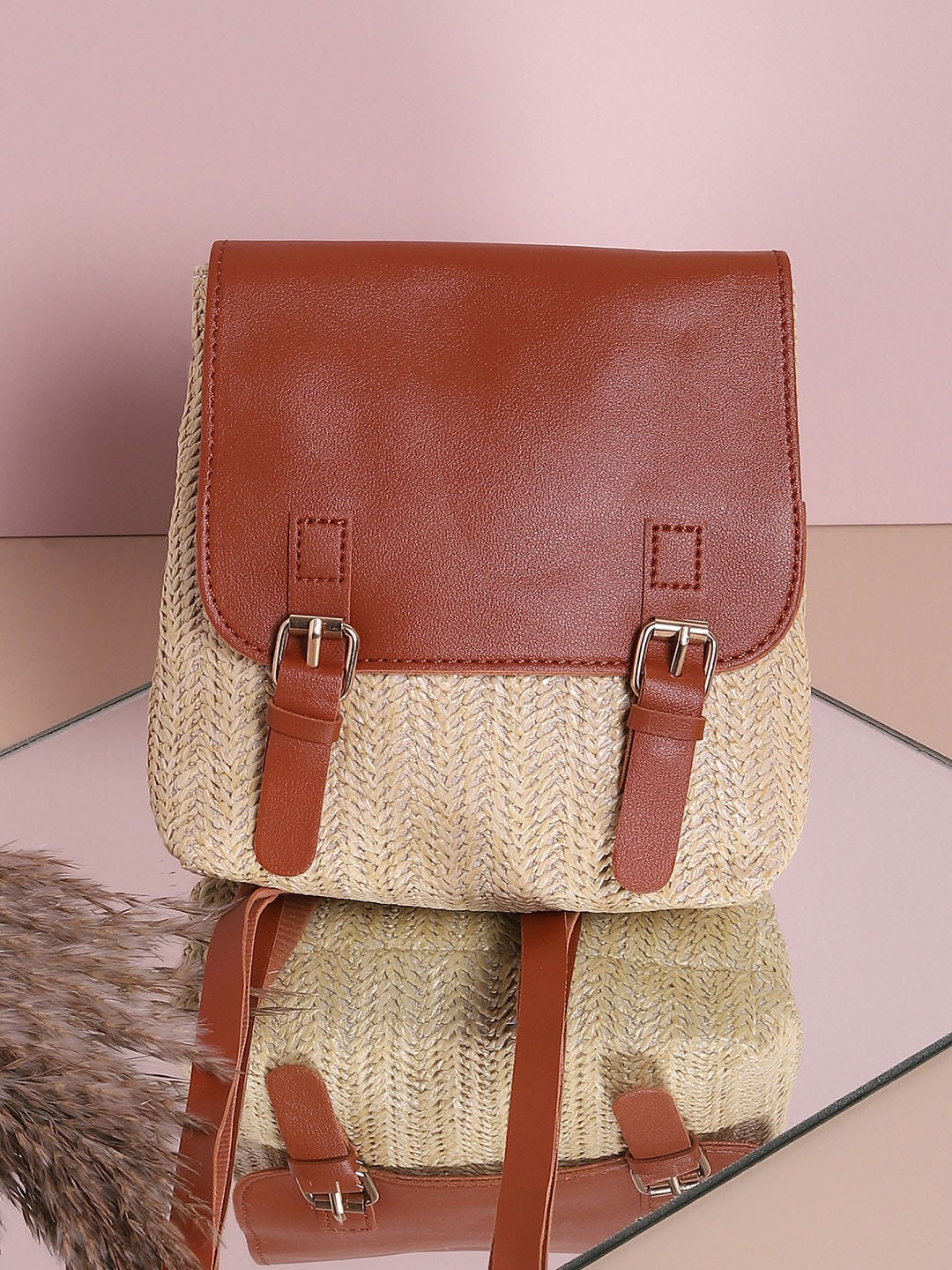 

HAUTE SAUCE by Campus Sutra Brown PU Oversized Structured Sling Bag