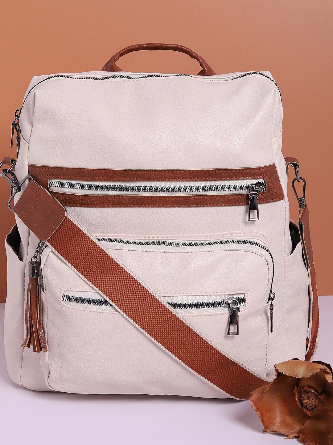 

HAUTE SAUCE by Campus Sutra Women Pink & Brown Backpack