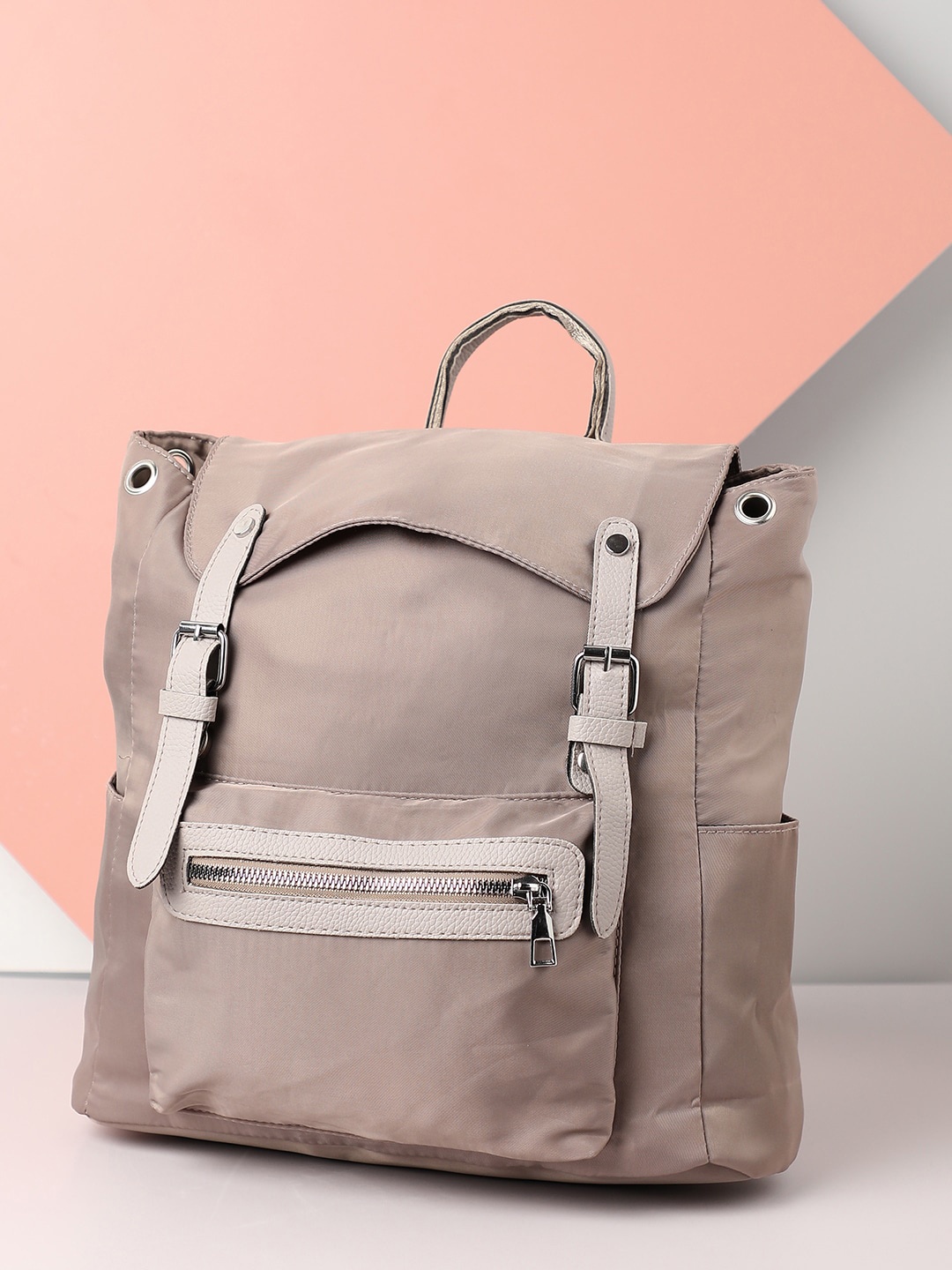 

HAUTE SAUCE by Campus Sutra Women Grey Solid Backpack