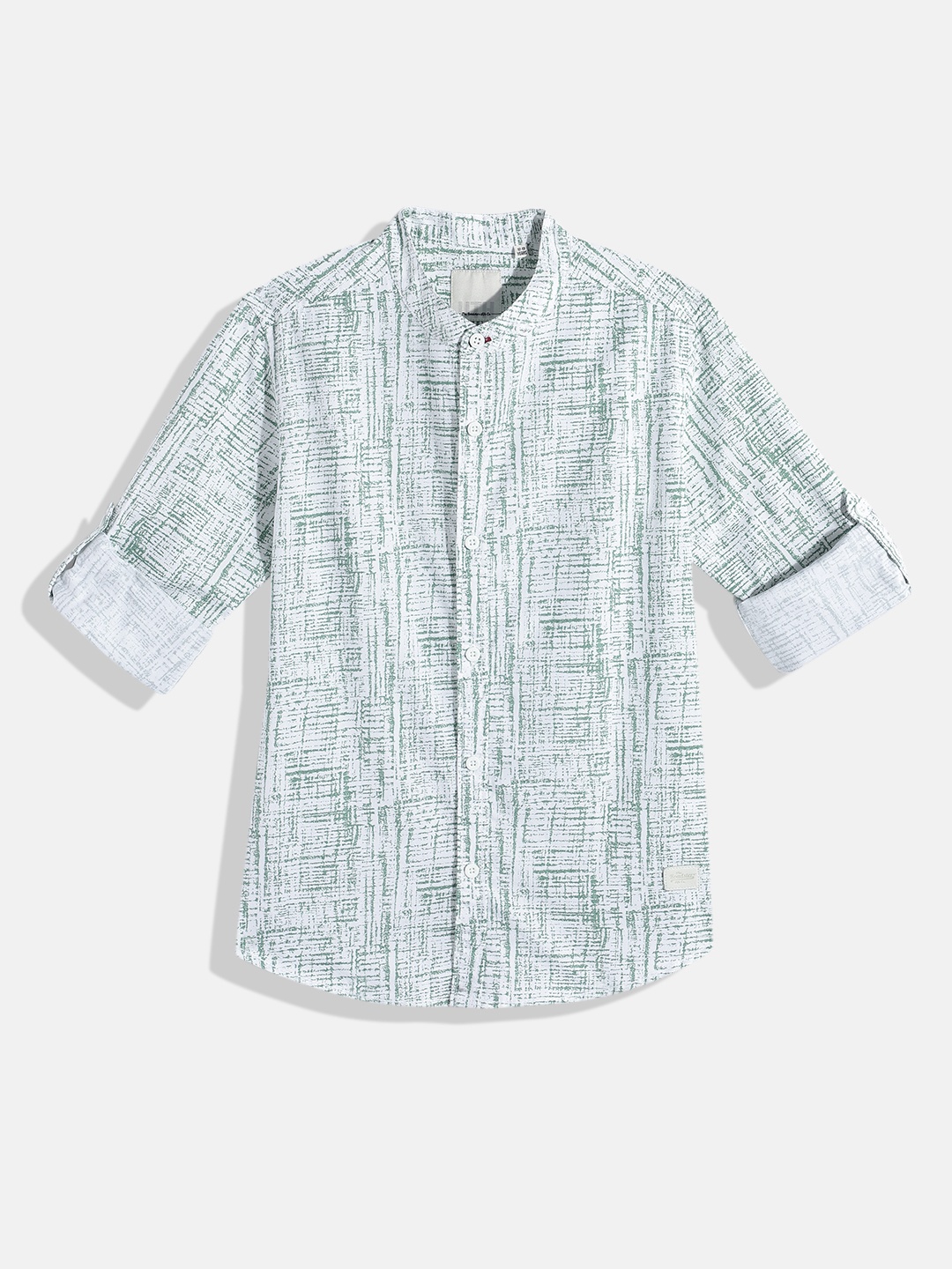 

Roadster Boys White & Green Abstract Printed Pure Cotton Casual Shirt