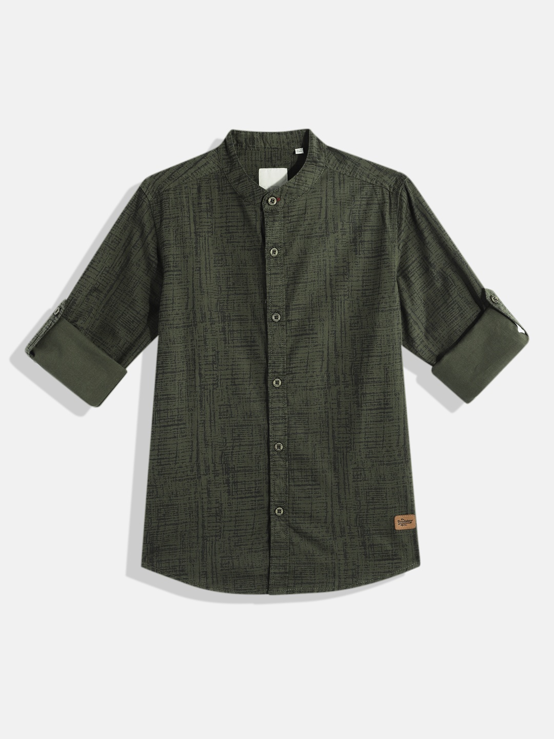 

UTH by Roadster Boys Green & Black Abstract Printed Pure Cotton Casual Shirt