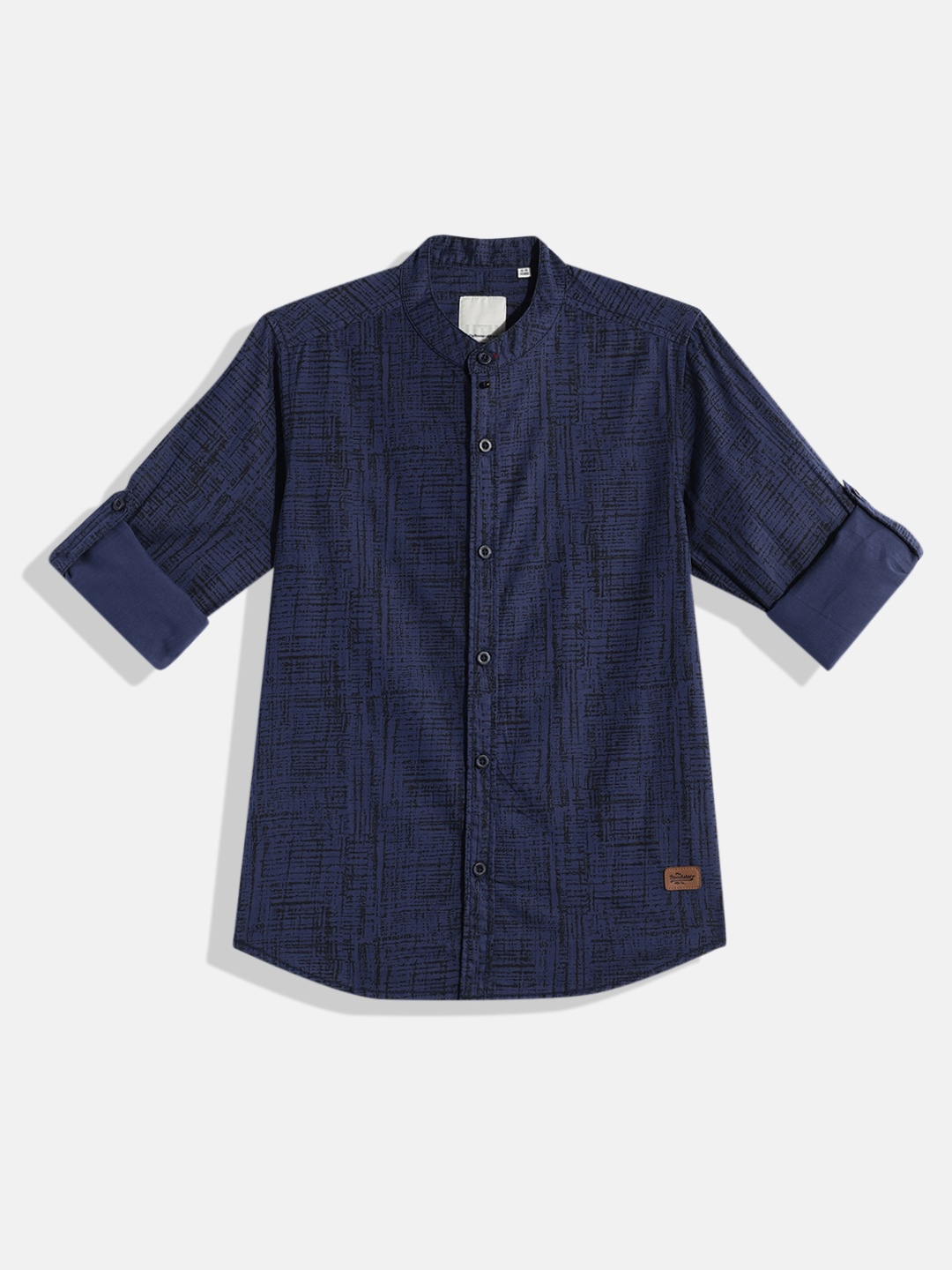 

UTH by Roadster Boys Navy Blue & Black Abstract Printed Pure Cotton Casual Shirt