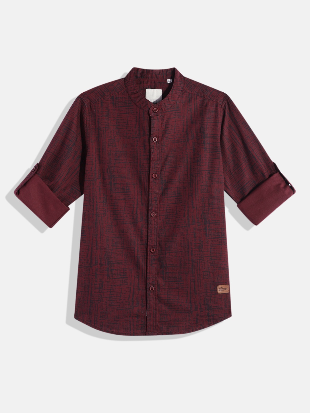 

UTH by Roadster Boys Maroon & Black Abstract Printed Pure Cotton Casual Shirt