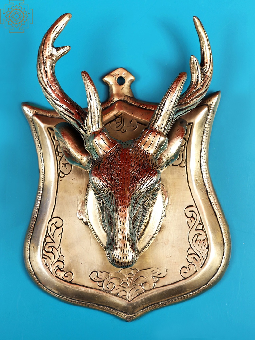 

Exotic India Gold Toned Brass Deer Hanging Wall Decor