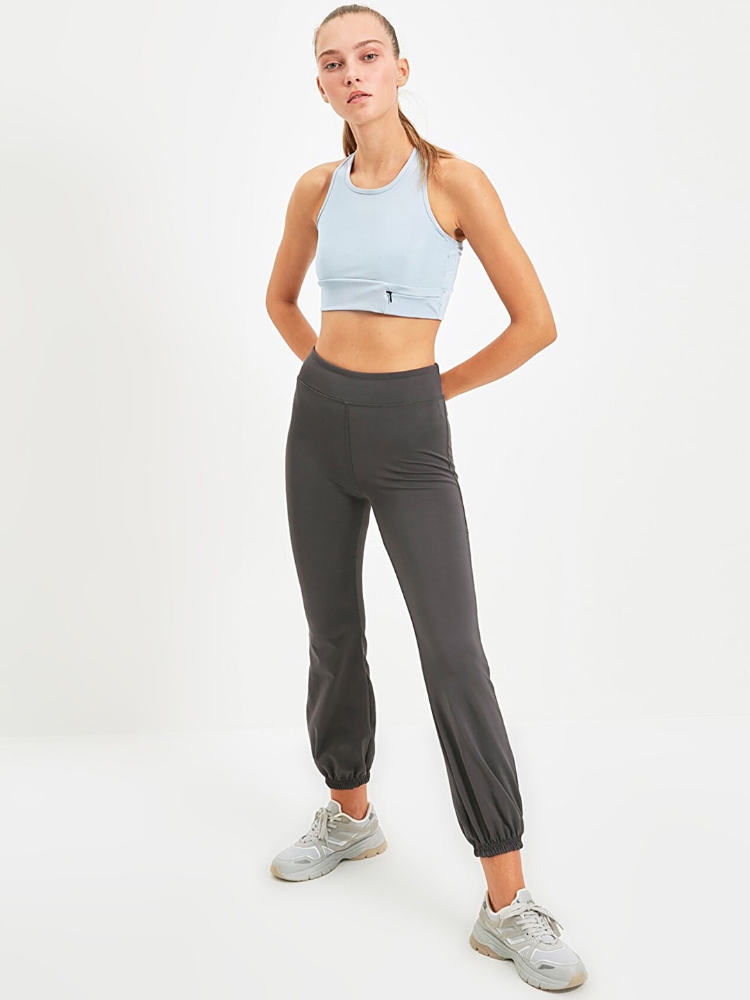 

Trendyol Women Charcoal Solid Regular Fit Track Pants
