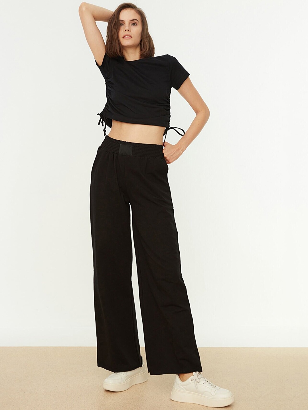

Trendyol Women Black Solid Regular Fit Track Pant