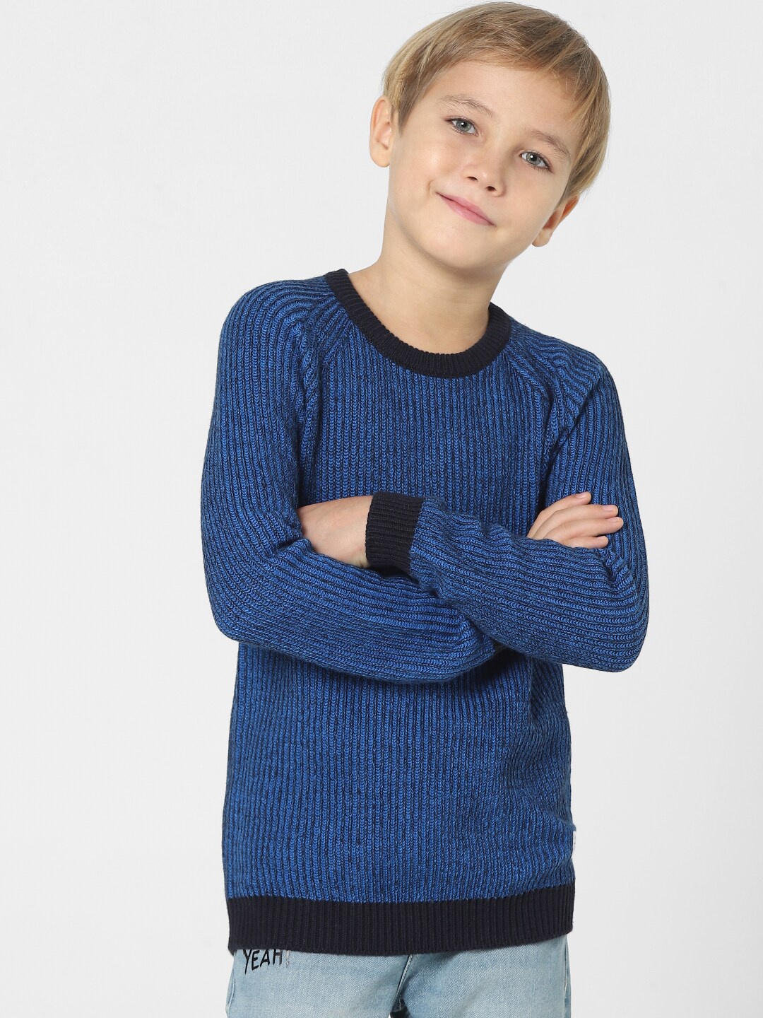 

Jack & Jones Junior Boys Blue Striped Printed Pullover