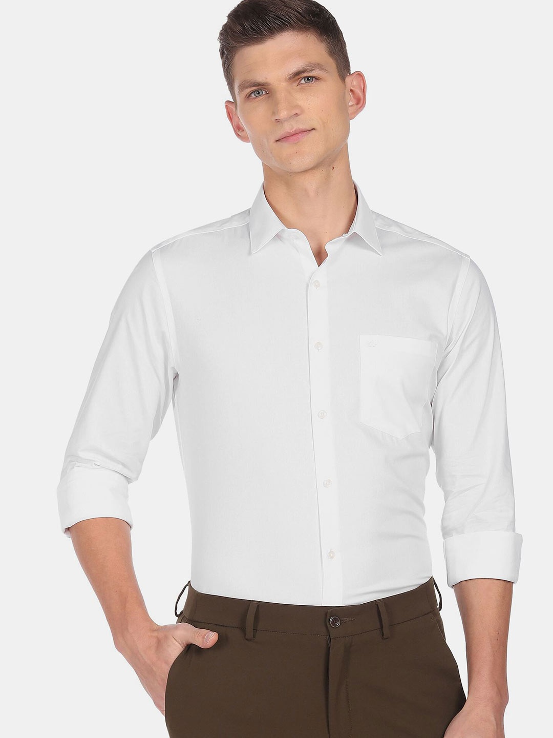 

Arrow Men White Cotton Formal Shirt
