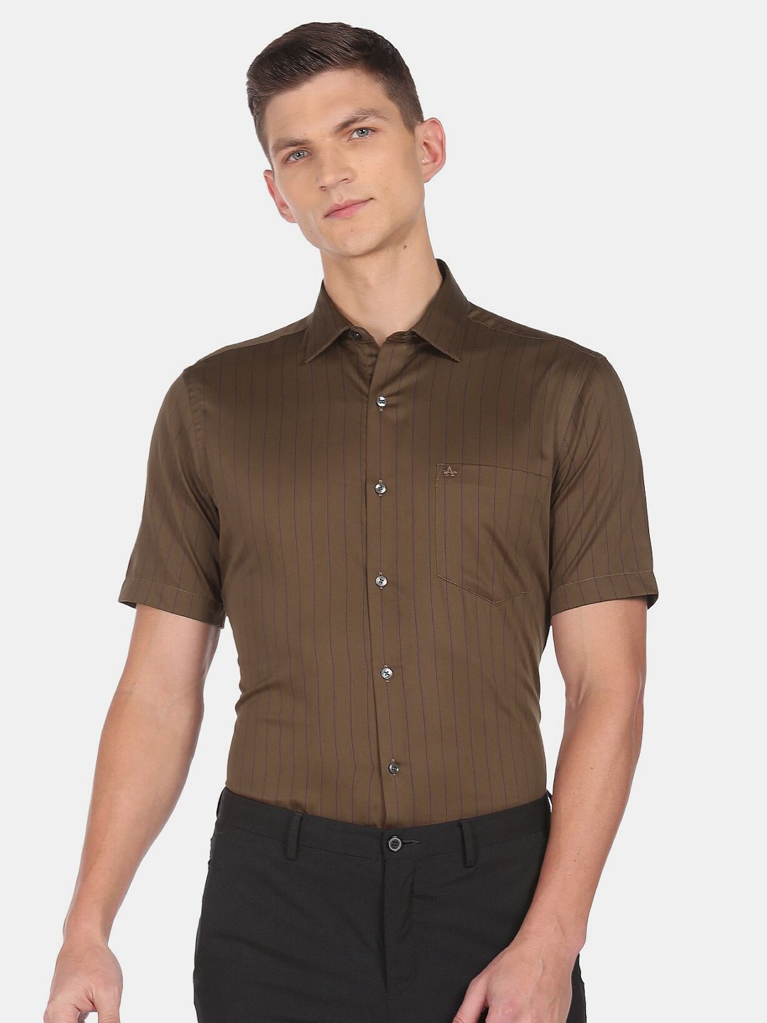

Arrow Men Brown Striped Casual Shirt