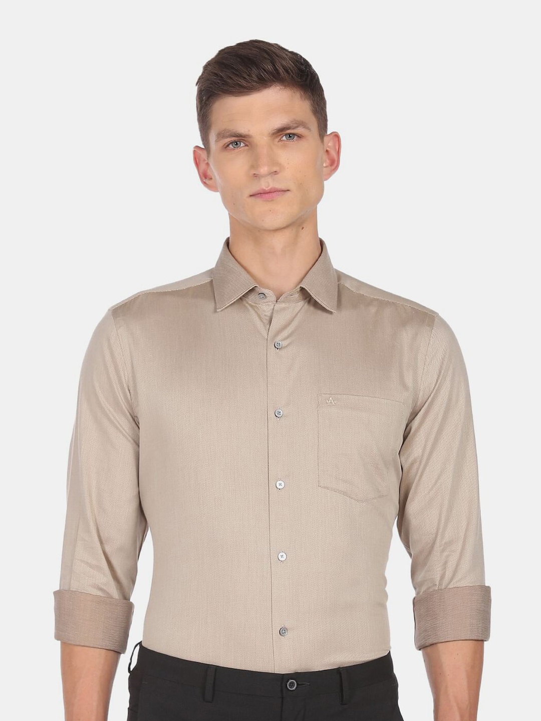 

Arrow Men Brown Cotton Formal Shirt