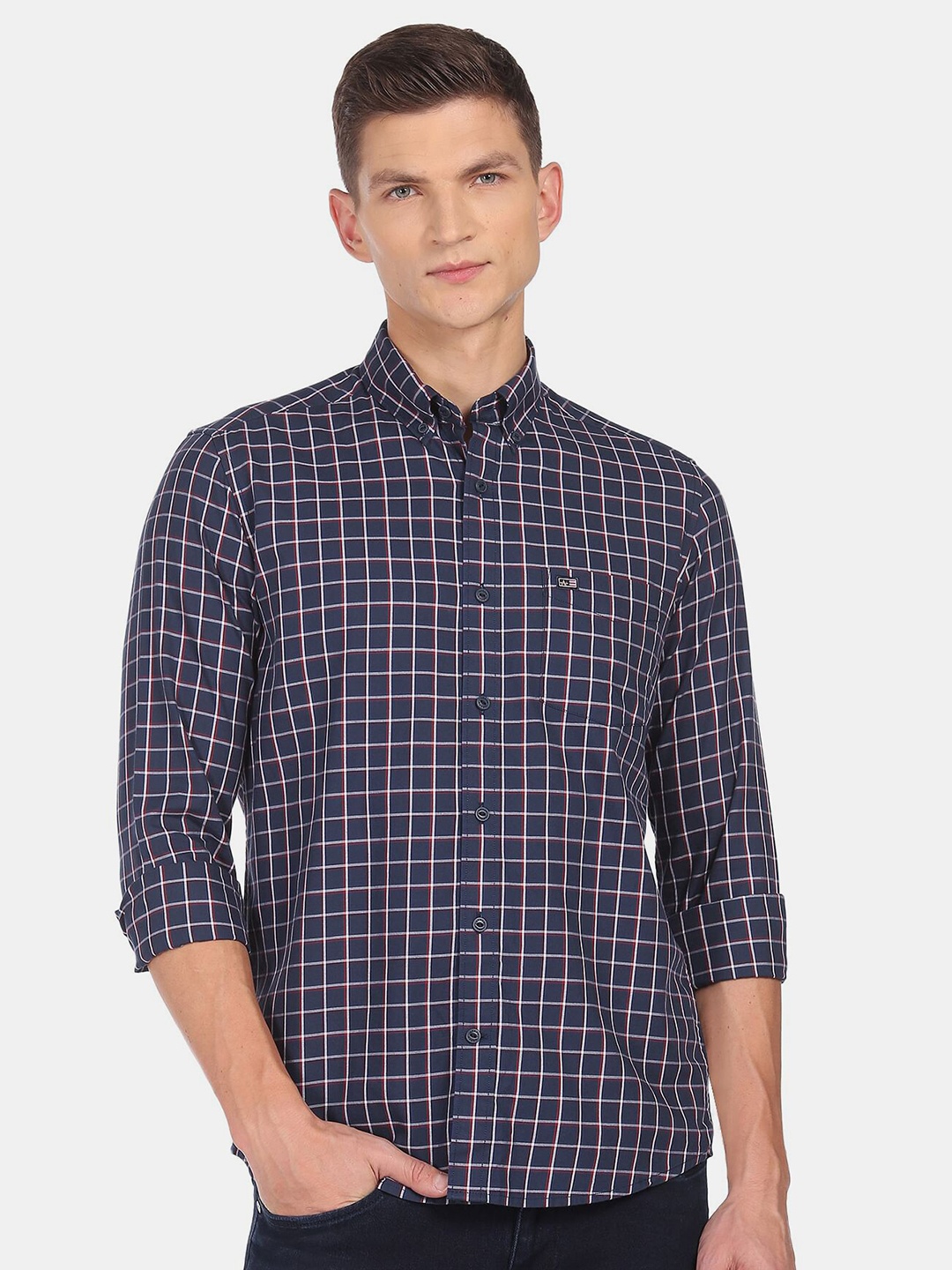 

Arrow Sport Men Blue Slim Fit Checked Cotton Casual Shirt