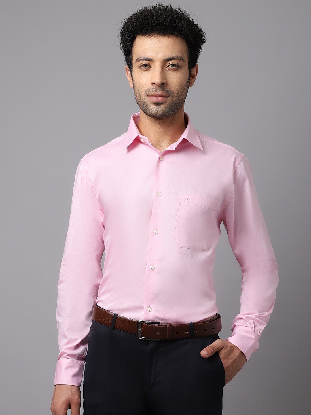 

Cantabil Men Pink Cotton Formal Shirt