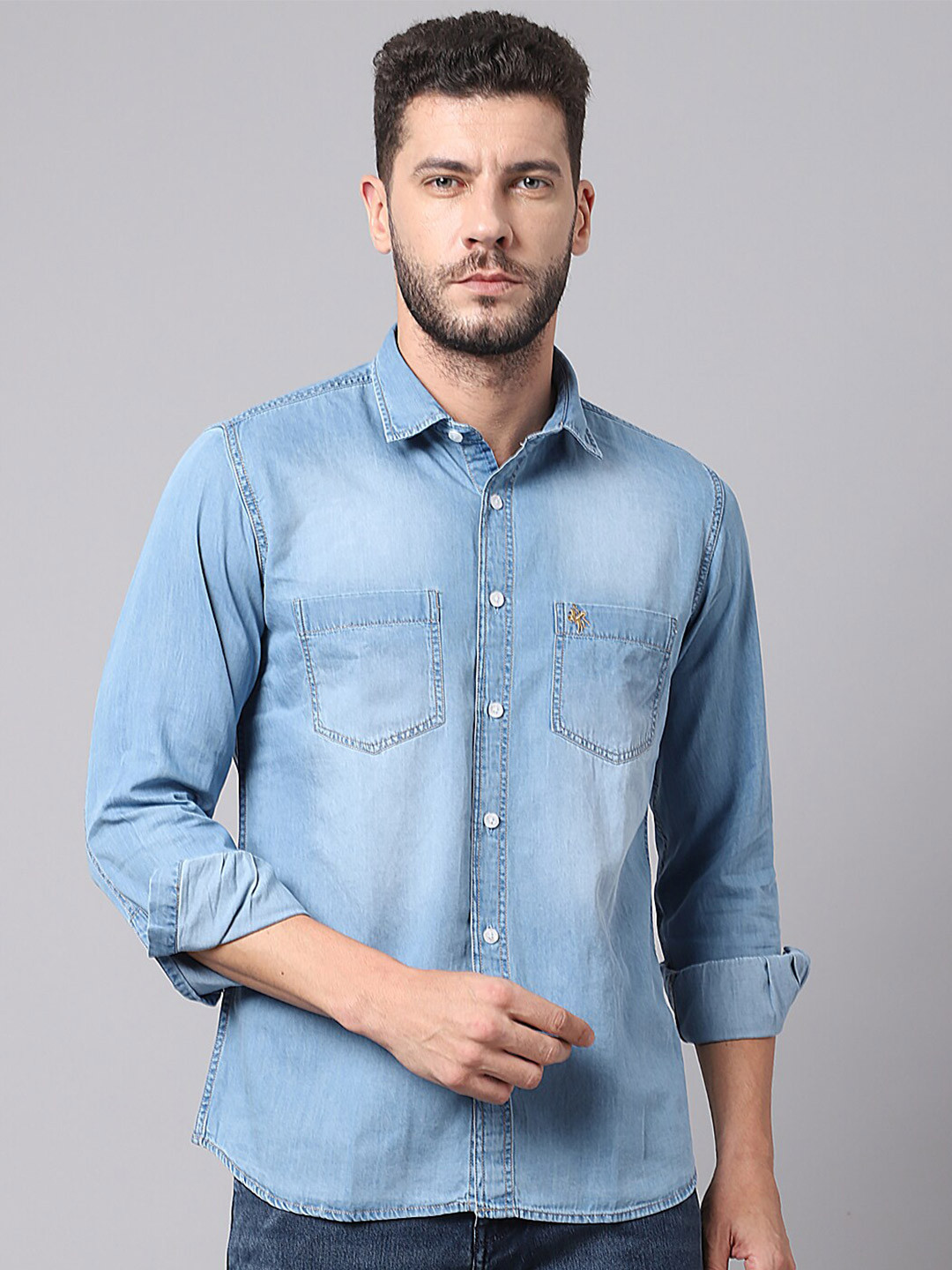 

Cantabil Men Blue Faded Casual Shirt