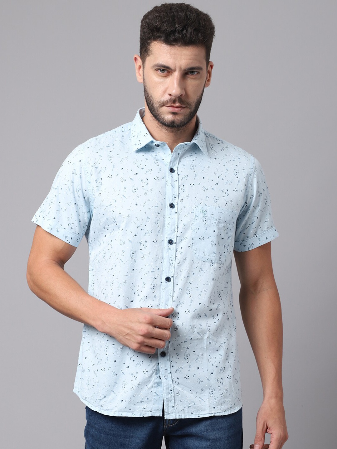 

Cantabil Men Blue Printed Casual Shirt