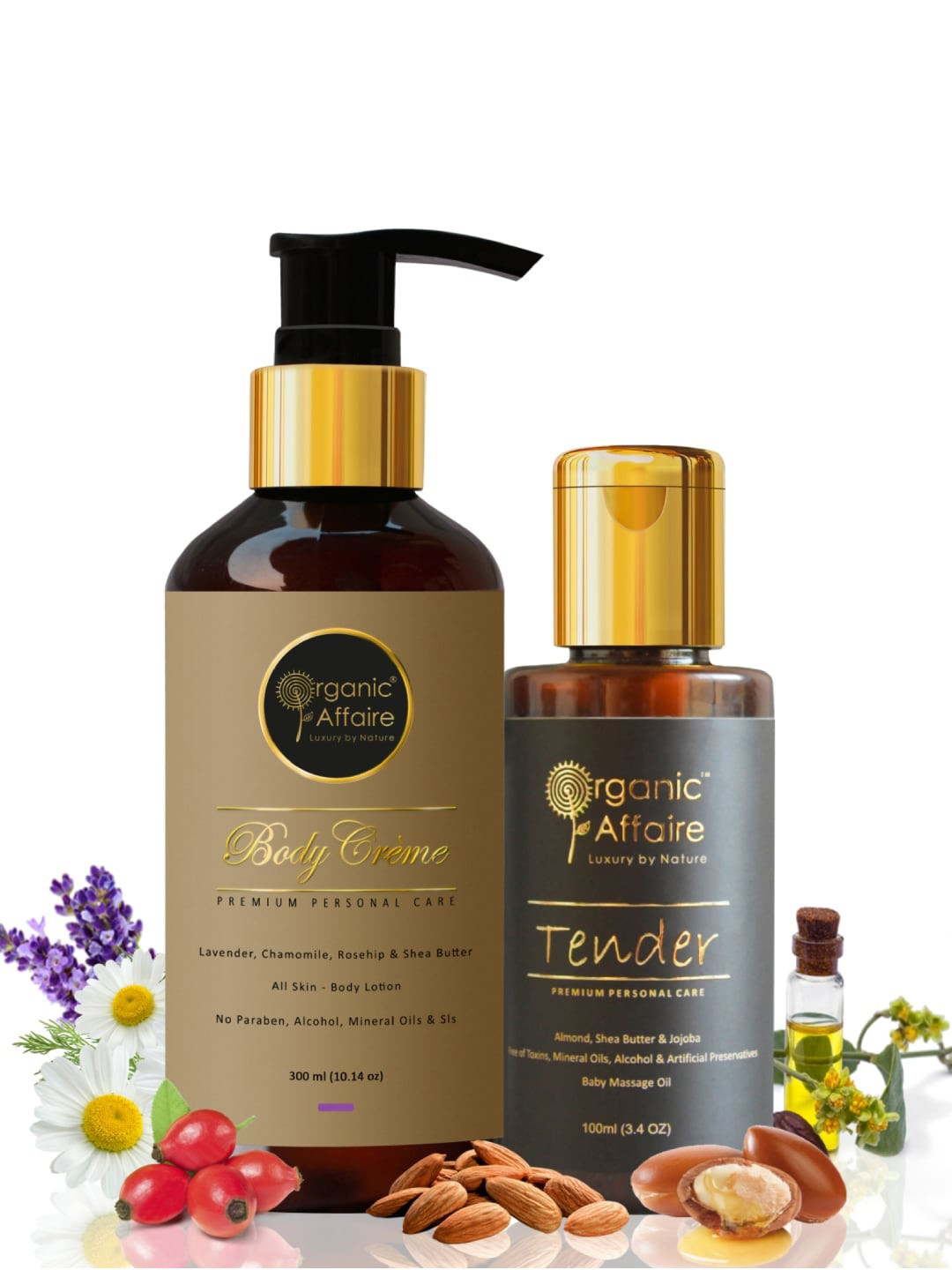 

Organic Affaire Set Of 2 Lavender Body Lotion & Almond Baby Body Oil, Black
