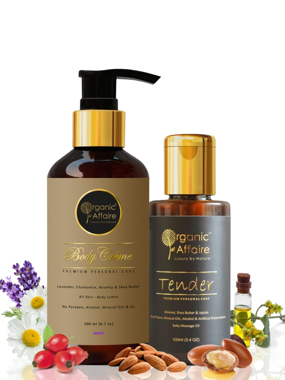 

Organic Affaire Set Of Tender Almond Baby Massage Oil 100ml & Lavender Body Lotion 200 ml, Black