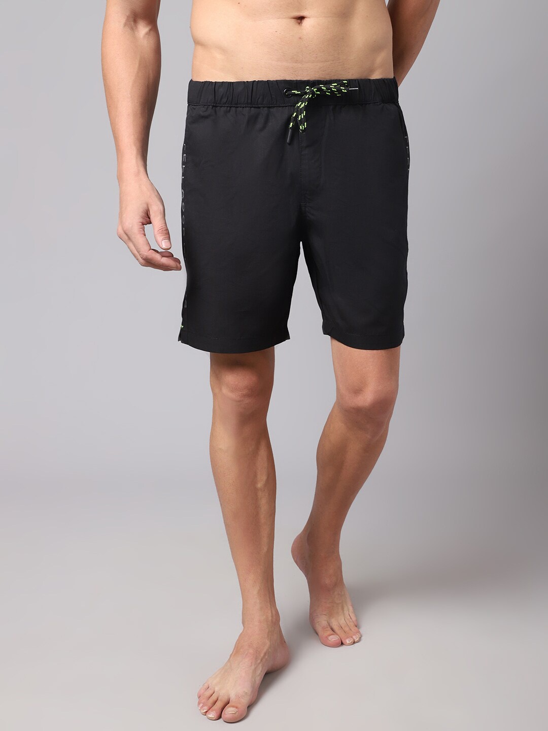 

Cantabil Men Black Solid Cotton Lounge Shorts