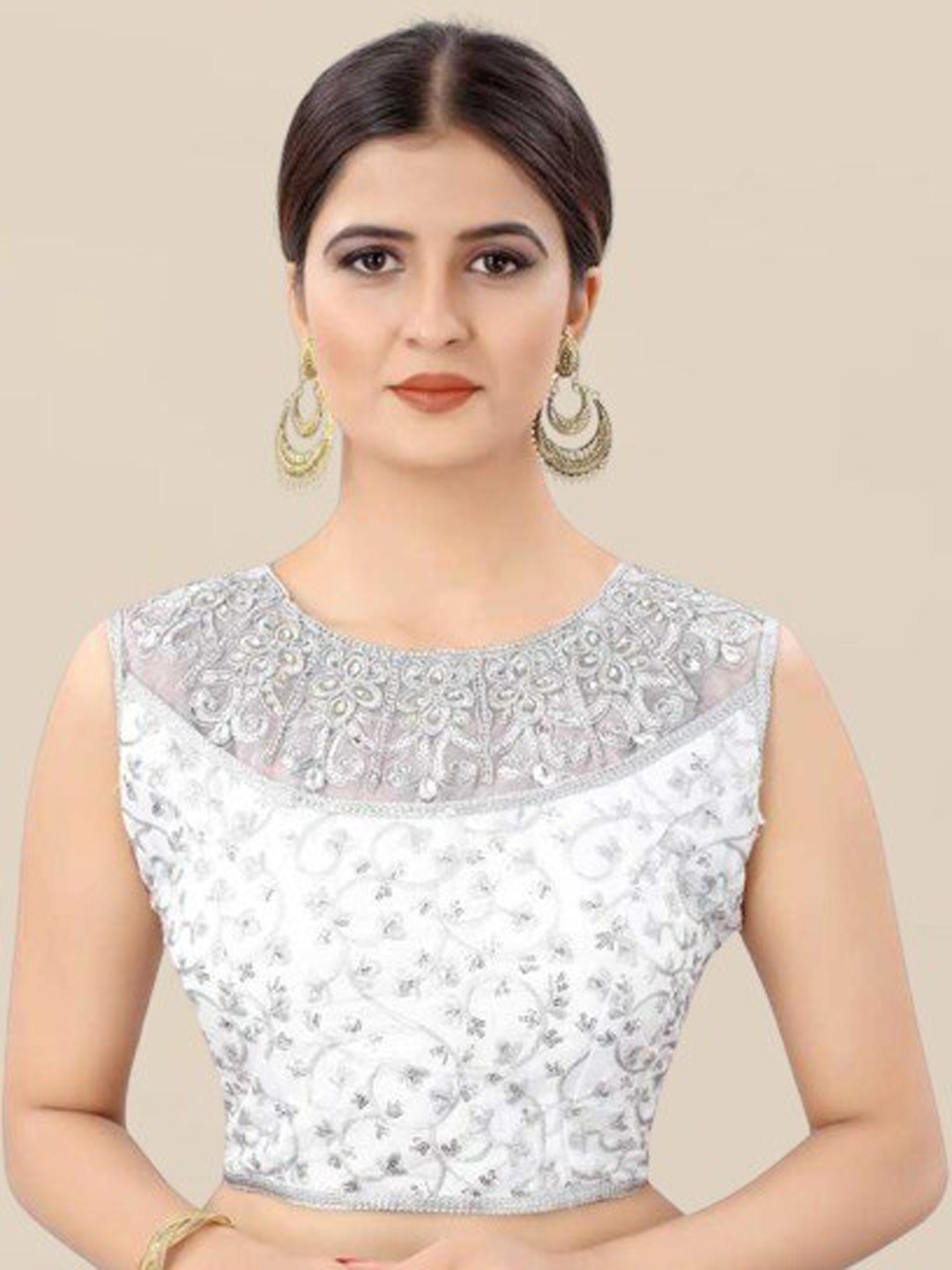 

LINARO LIFESTYLES Women White Embellished Saree Blouse
