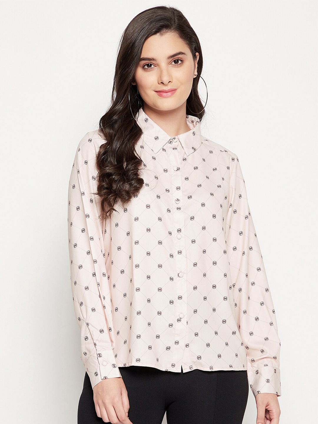 

CAMLA Women Beige Printed Cotton Casual Shirt