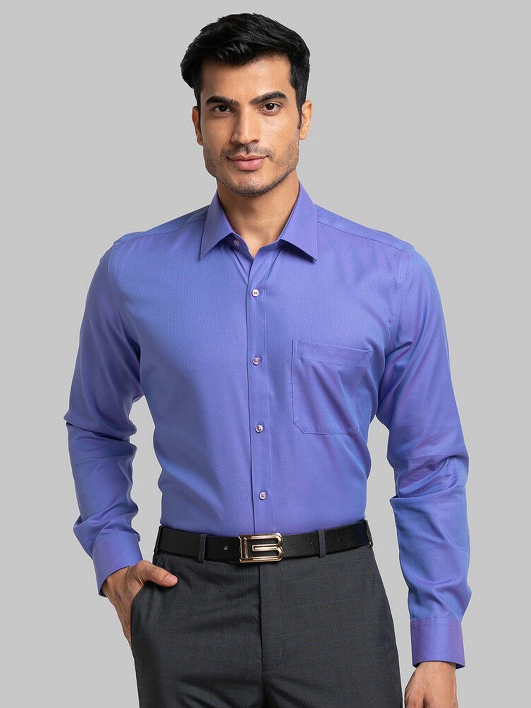 

Raymond Men Violet Solid Formal Shirt