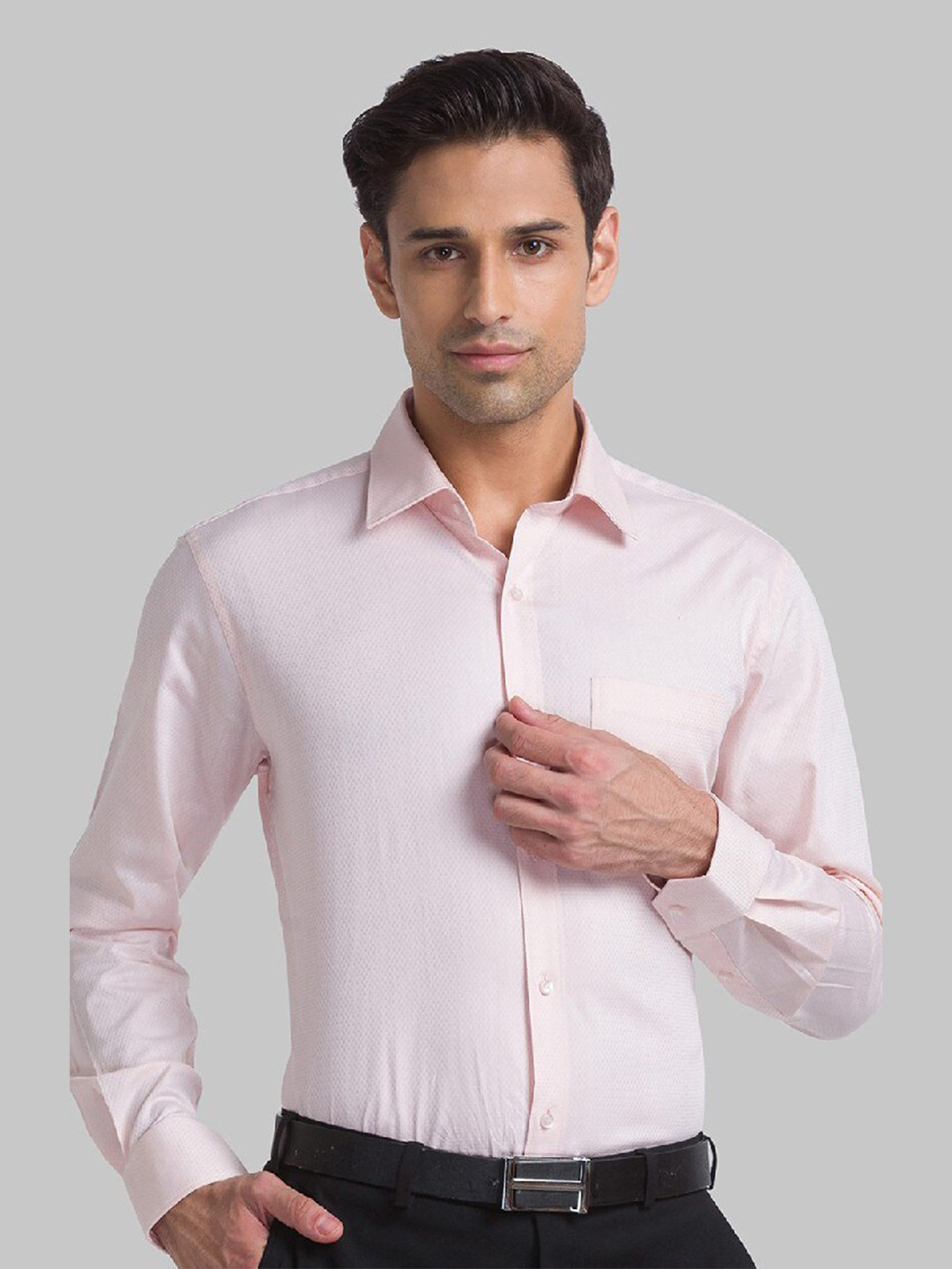

Raymond Men Orange Cotton Solid Formal Shirt
