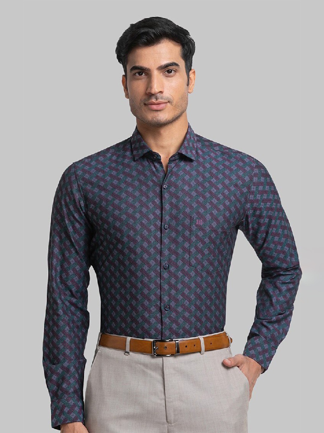 

Raymond Men Purple Printed Pure Cotton Casual Shirts