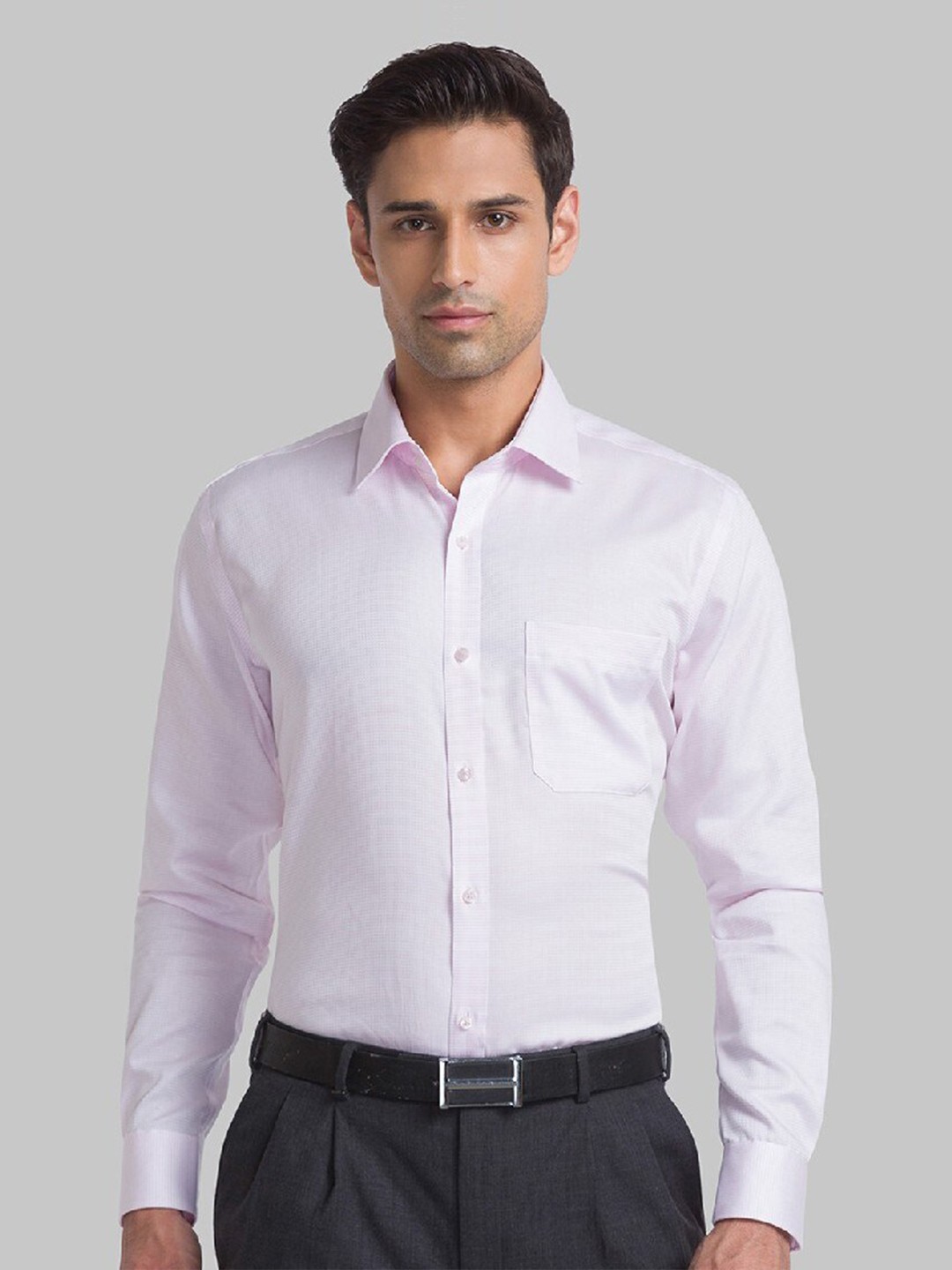 

Raymond Contemporary Fit Self Designed Cotton Formal Shirt, Pink
